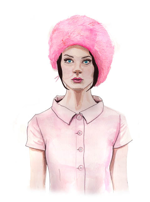 Fashion Illustration Pink furry hat