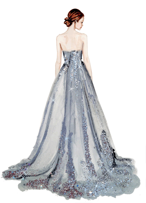 fashion illustration silver gown