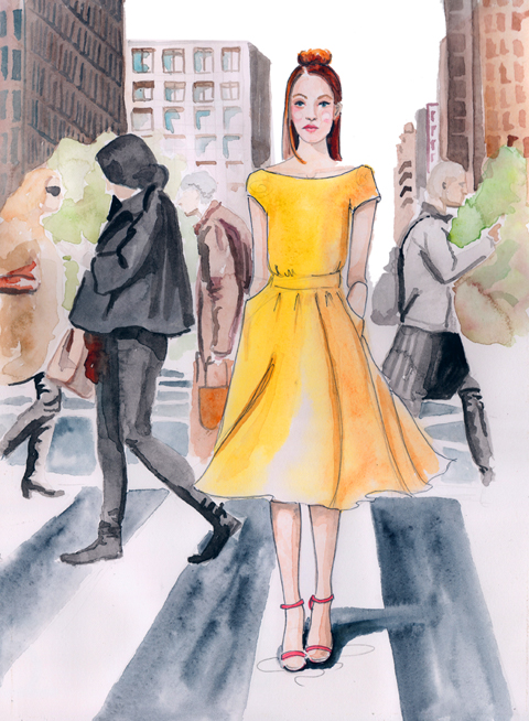 city fashion illustration crosswalk