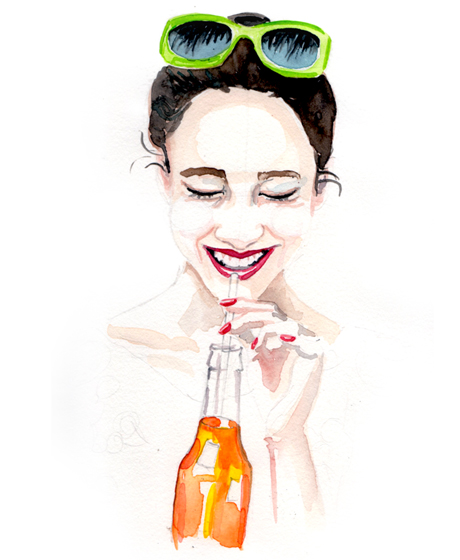 fashion illustration sipping orange crush