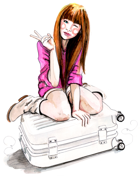 fashion illustration travel suitcase