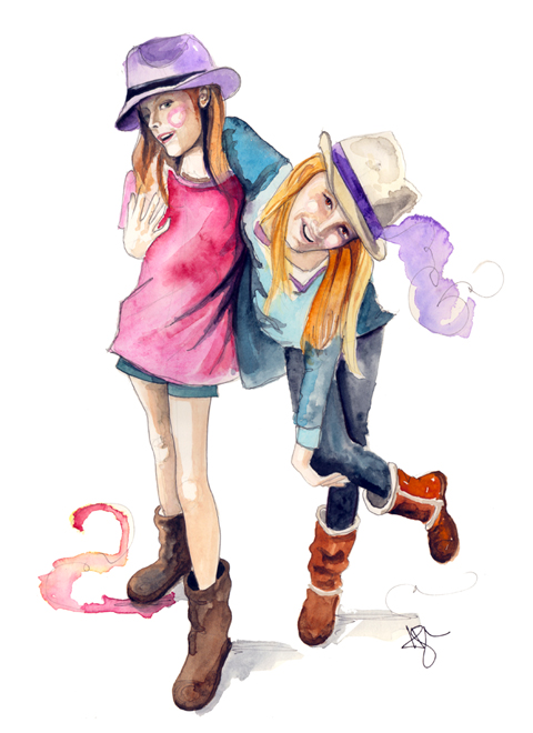 watercolor illustration of kids