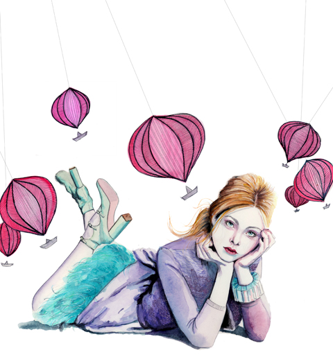 fashion illustration with balloons by tracy hetzel